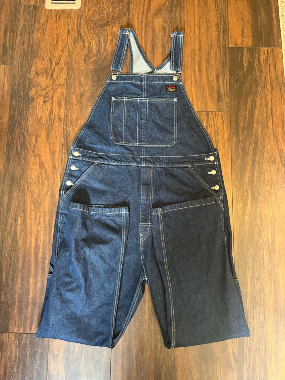 Levi's Denim Jean Bib Overalls Mens Size XL Workwear Red Tab Dark Wash